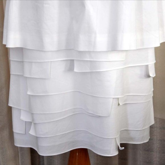 BCBG Maxazria White Strapless Tiered Pleated Cocktail Party Prom Dress - Picture 3 of 8